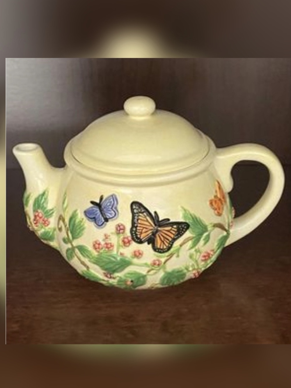 Harry & David Limited Edition Butterfly Teapot | Ceramic Floral Cottagecore
